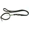 Collar de cuero y correa, color negro - - Correa y collar (55 cm / 22 mm)