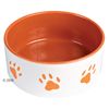 Comedero de cer�mica con huellas naranja - - 1,4 l / � 20 cm marr�n
